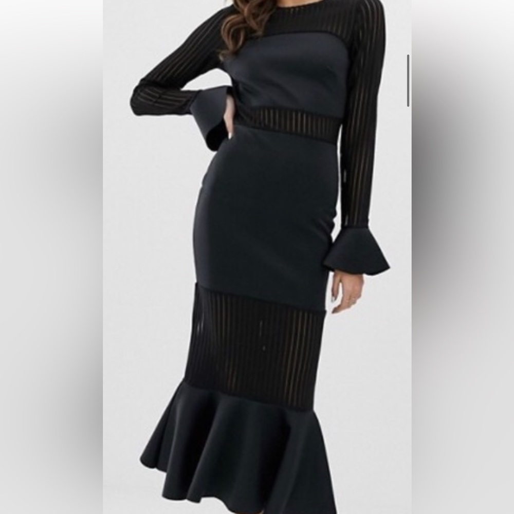 ASOS black mesh pinstripe dress